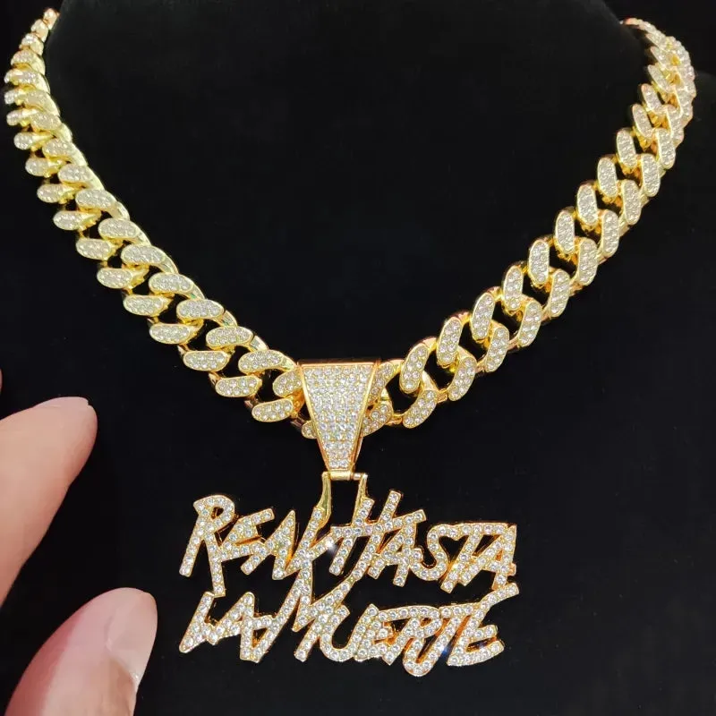 Men Women Hip Hop Letter Pendant Necklace