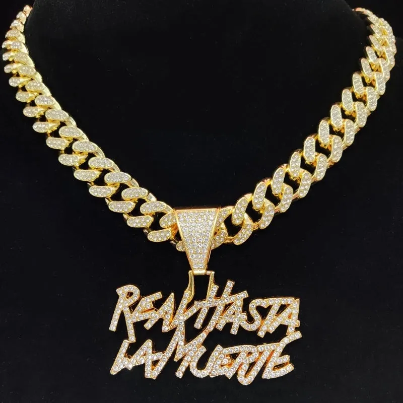 Men Women Hip Hop Letter Pendant Necklace