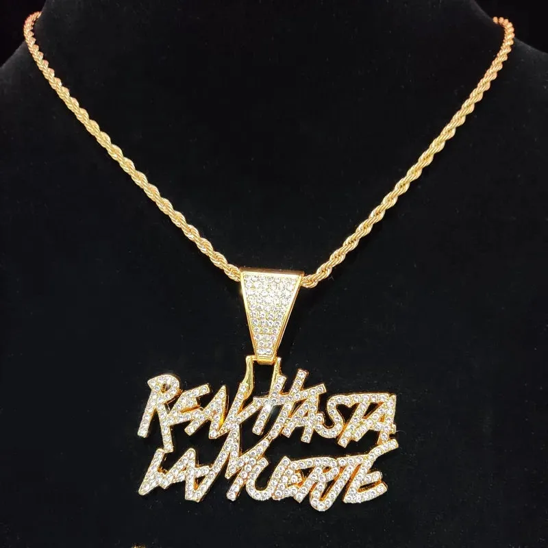 Men Women Hip Hop Letter Pendant Necklace