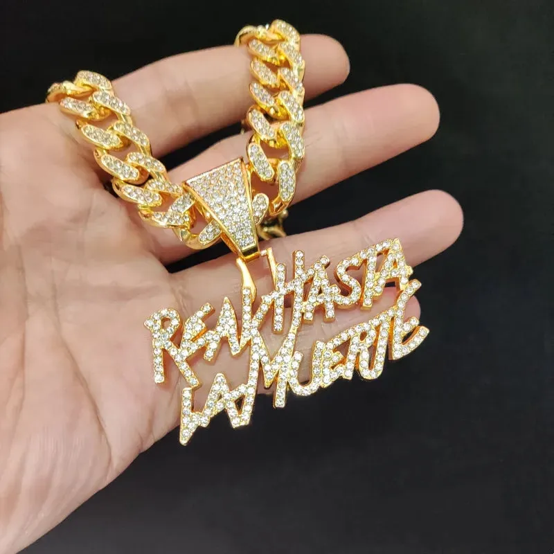 Men Women Hip Hop Letter Pendant Necklace