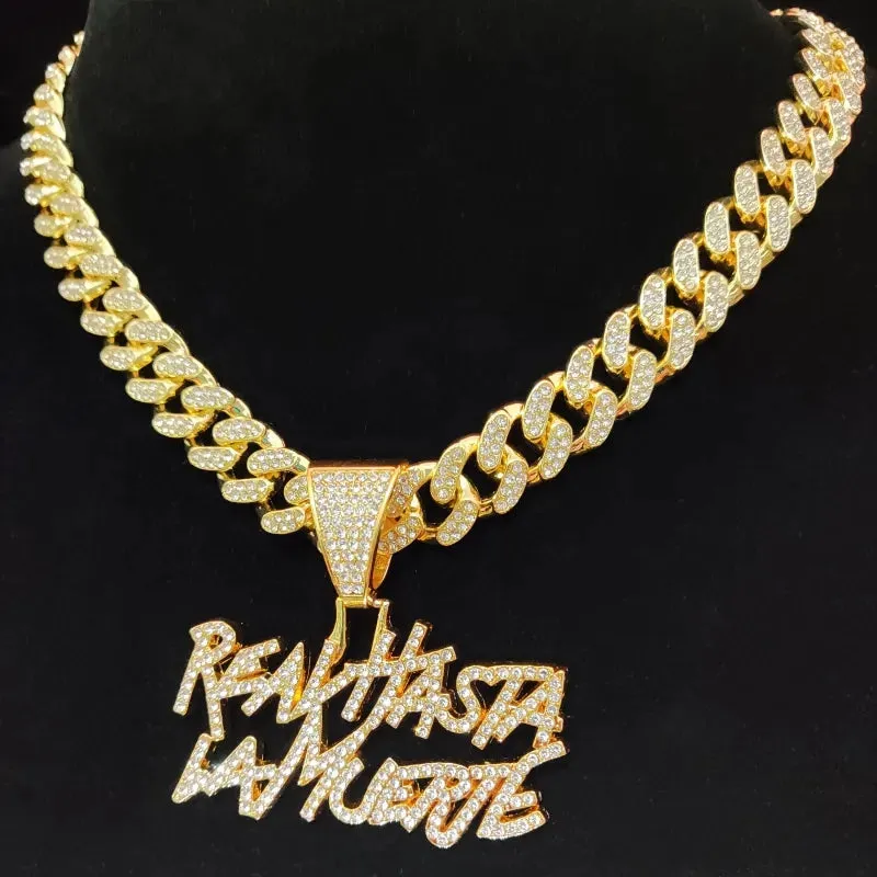 Men Women Hip Hop Letter Pendant Necklace