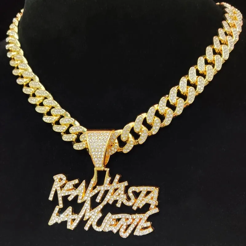 Men Women Hip Hop Letter Pendant Necklace