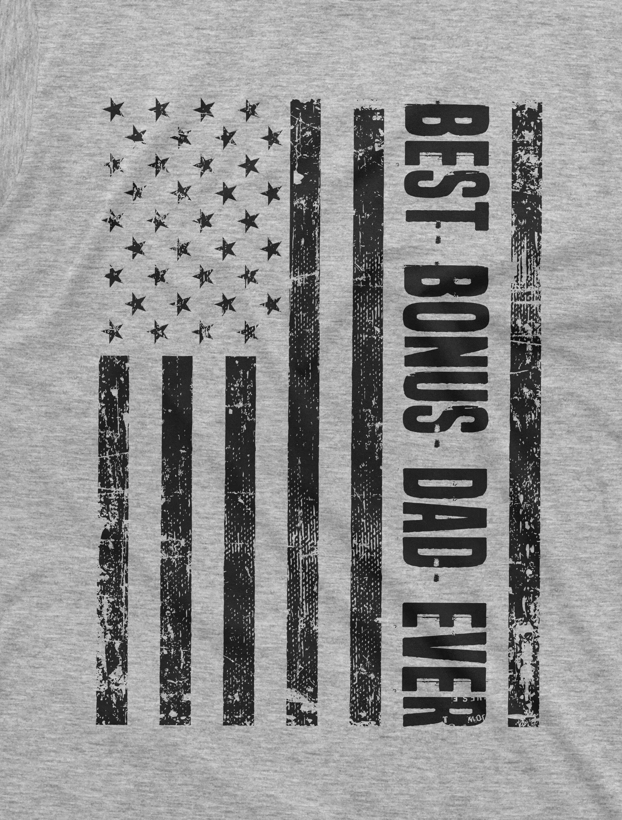 Men's Best Bonus Dad Ever T-shirt USA Flag American Step Dad Father's Day Birthday Gift For Man