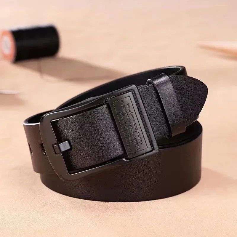 Men's Cowhide Leather Belt - Alloy Pin Buckle Strap
