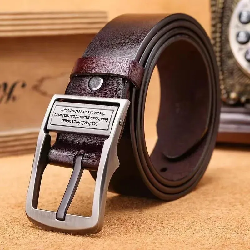 Men's Cowhide Leather Belt - Alloy Pin Buckle Strap