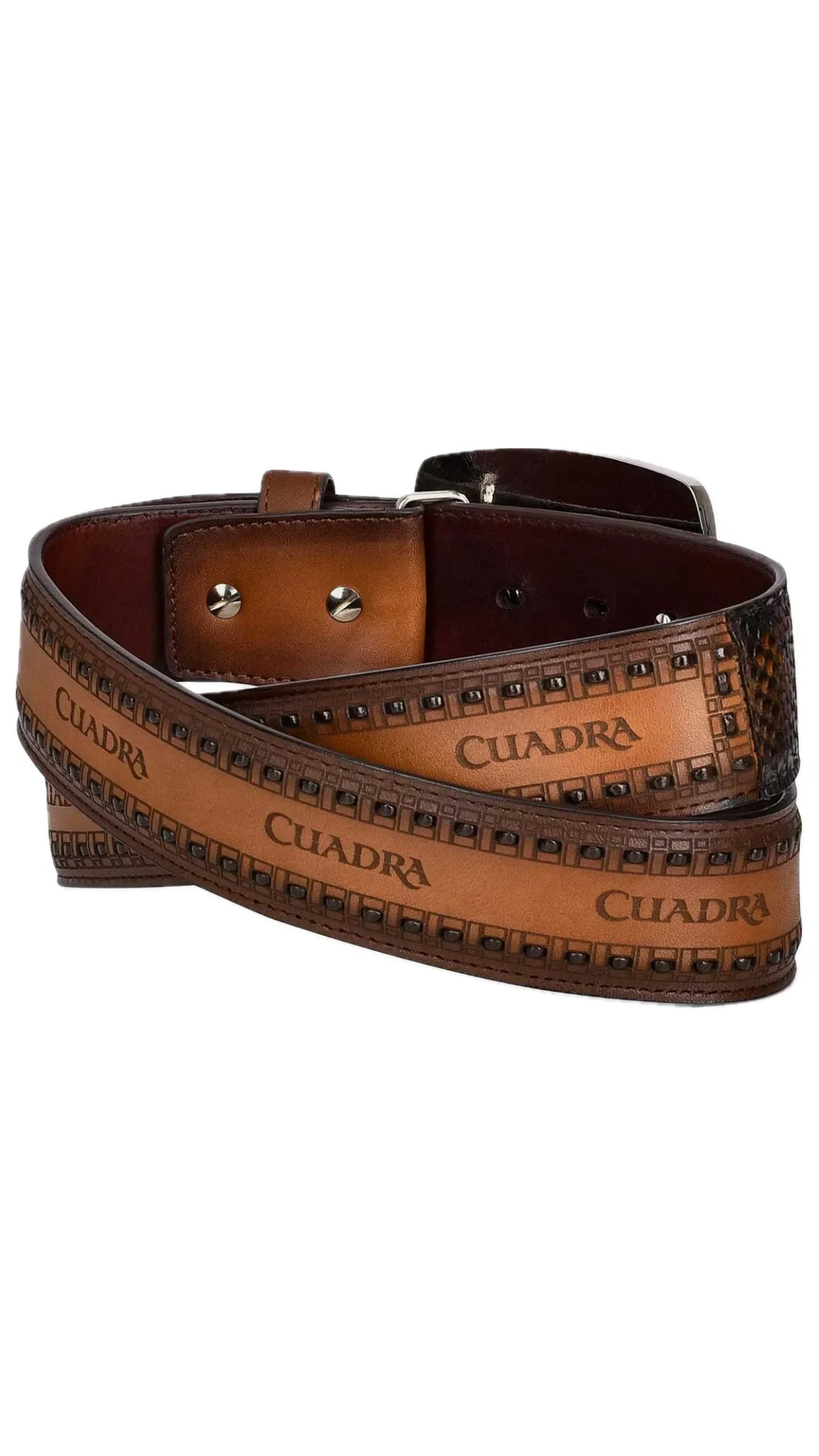 Men’s Cuadra Honey Engraved Python Leather Western Belt