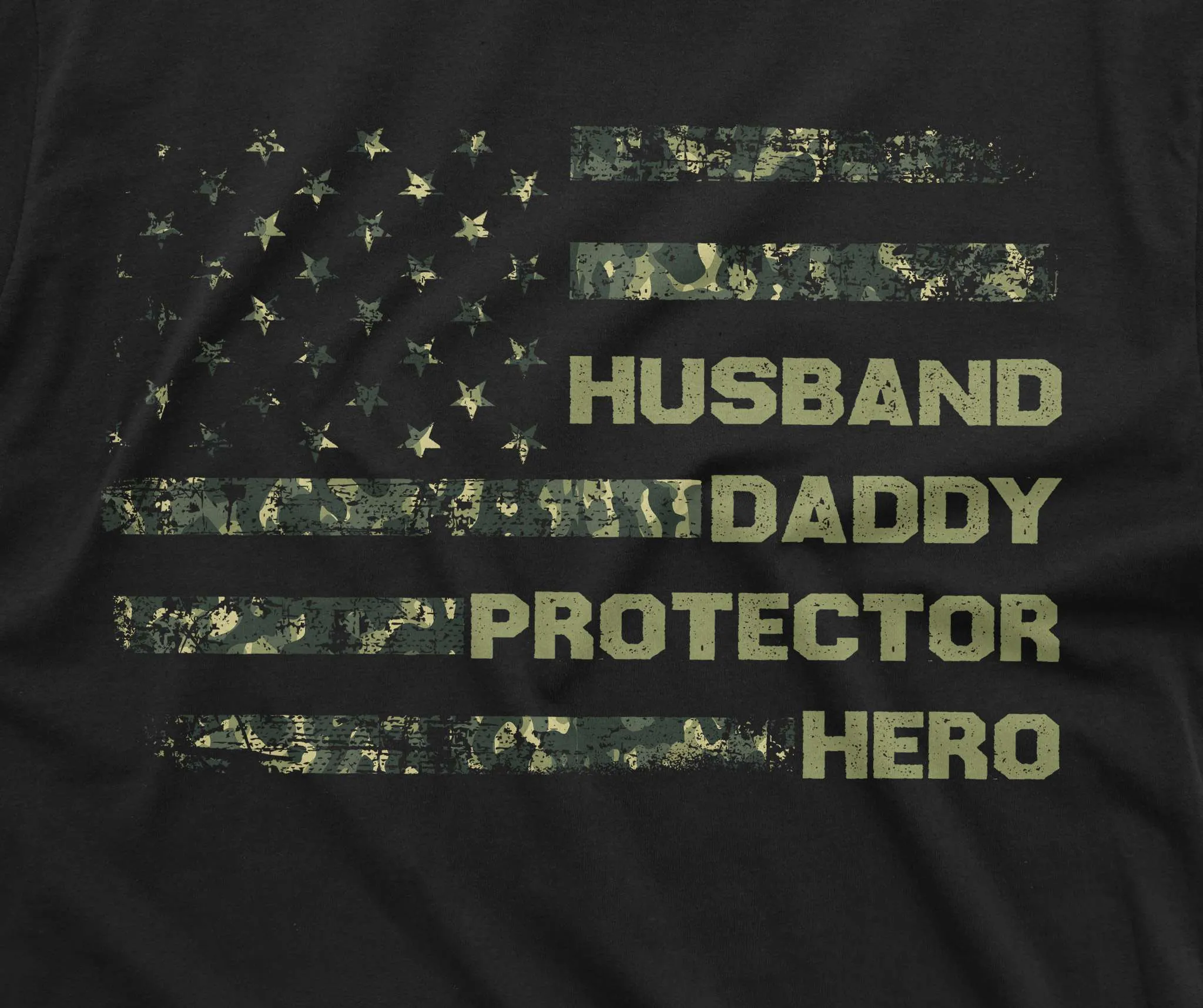 Men's Father's day Husband Daddy Protector Hero T-shirt USA flag Birthday Christmas Dads Gift tee