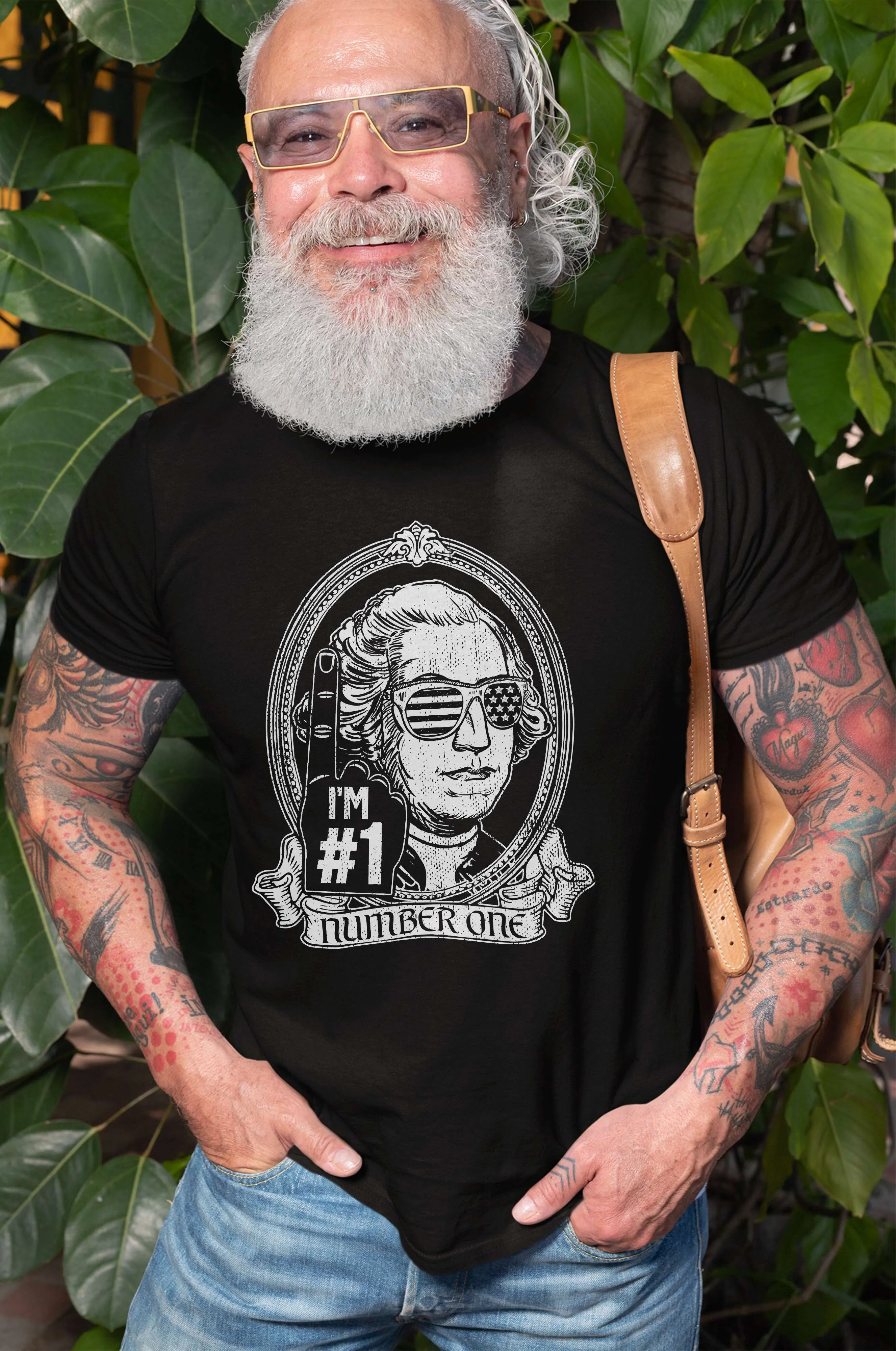 Men's funny George Washington USA number 1 T-shirt Fourth funny tee gift Patriotic USA tee shirt