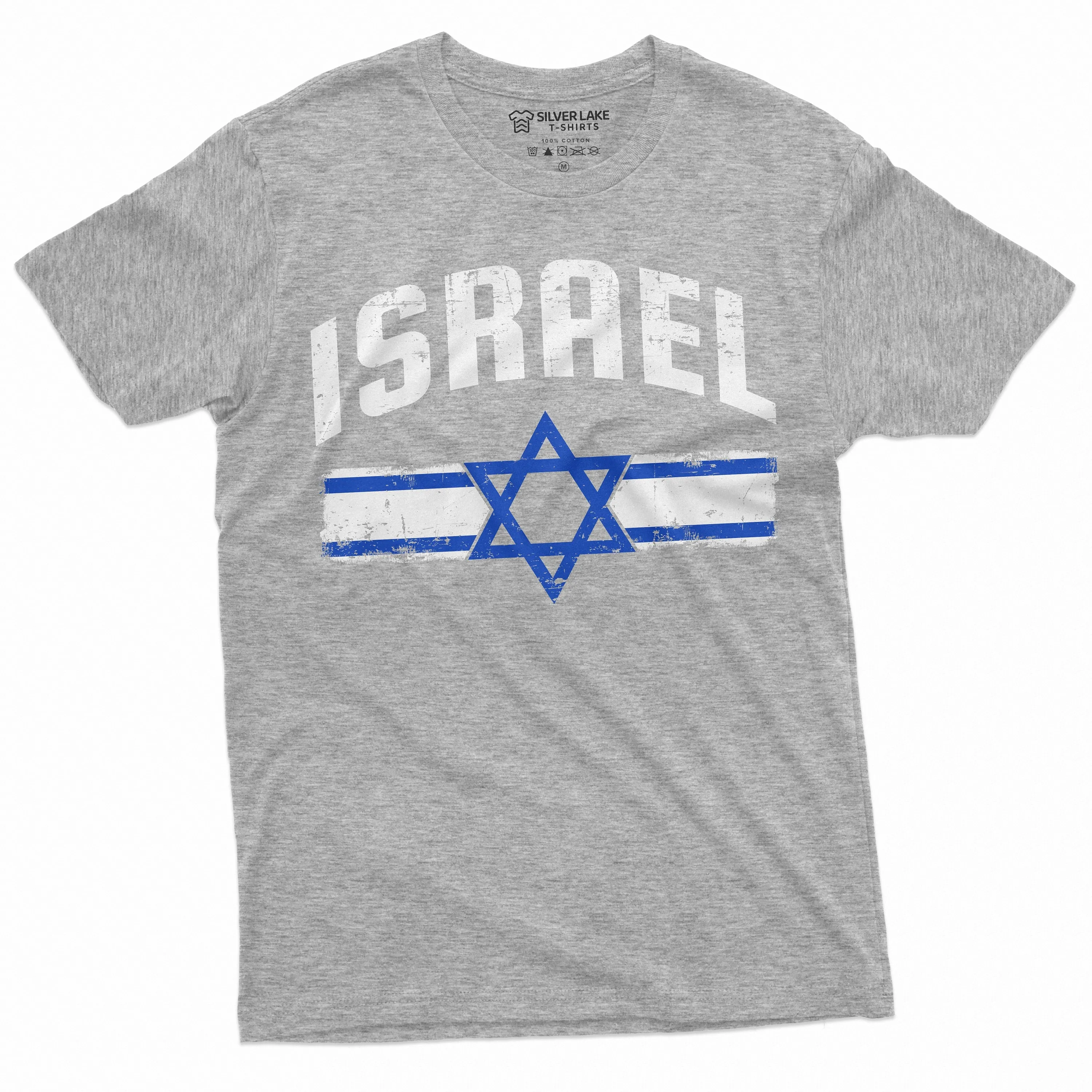 Men's Israel T-shirt Israeli Flag Coat of Arms Tee Shirt ישראל Star of David Patriotic Heritage Tee Shirt