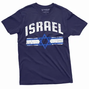 Men's Israel T-shirt Israeli Flag Coat of Arms Tee Shirt ישראל Star of David Patriotic Heritage Tee Shirt