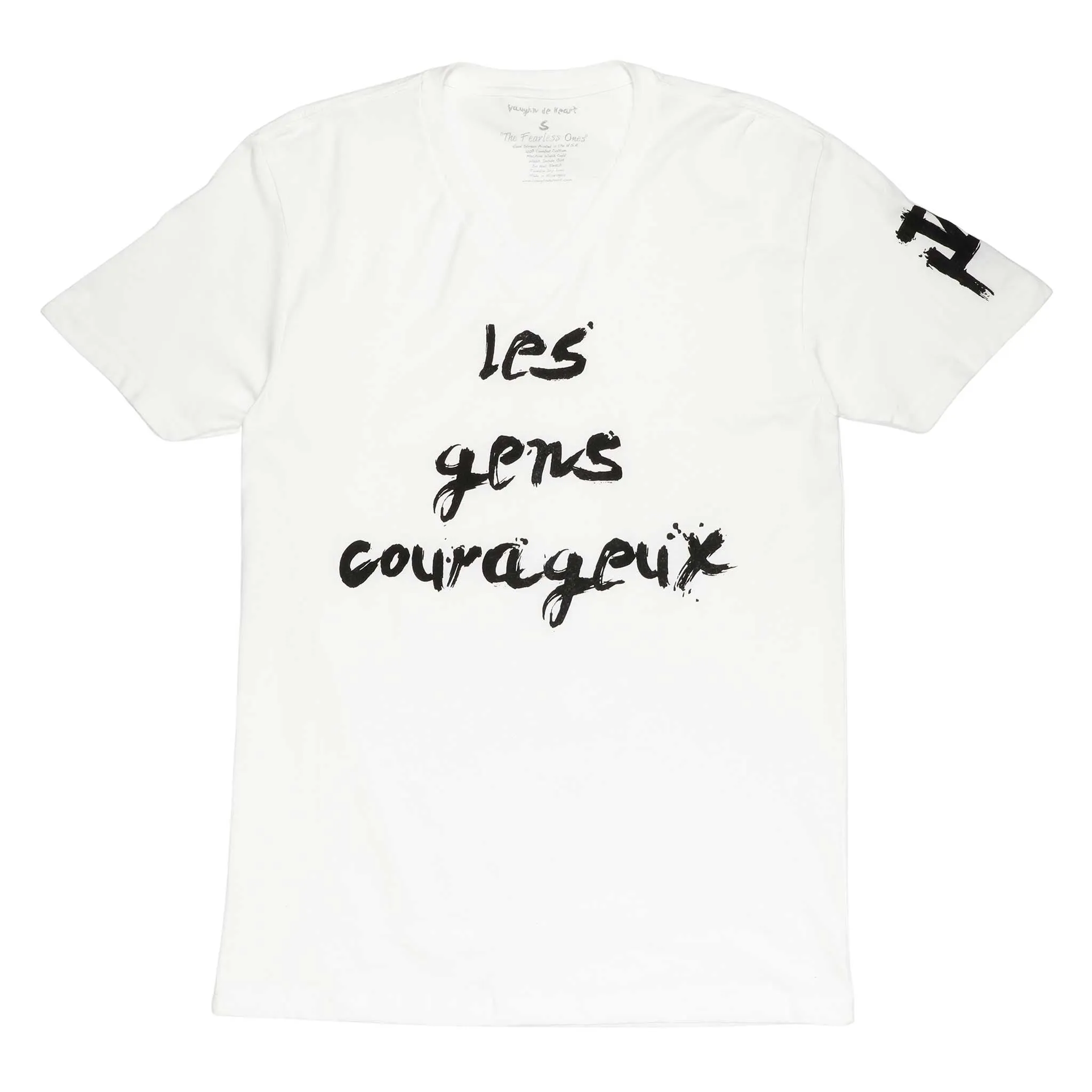 Men's - Les gens Courageux White V-Neck T-Shirt