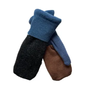 Men's Mittens Grey, Brown & Blue | 285