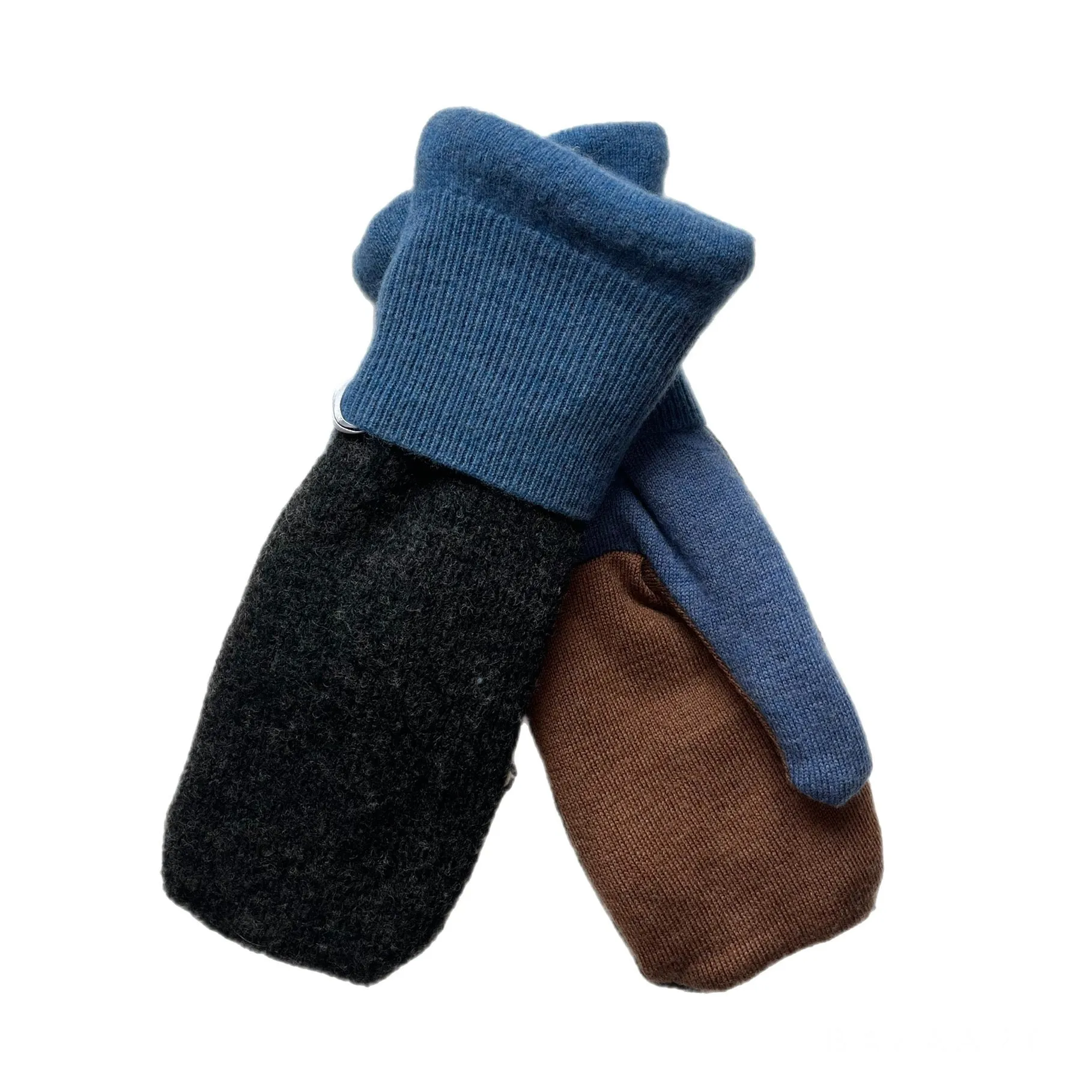 Men's Mittens Grey, Brown & Blue | 285