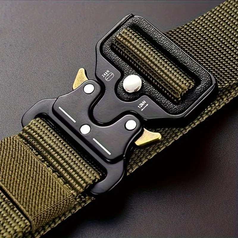 Men's Nylon Canvas Belt Adjustable Length with Plastic Buckle for Outdoor Sports