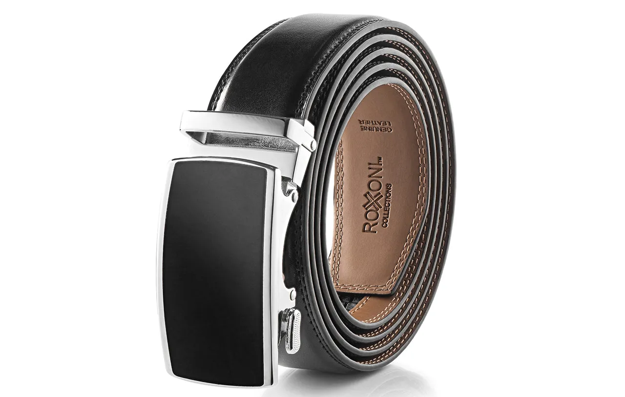 Men's Roxoni Ultra Soft Geniune Leather Ratchet Dress Belt With Elegant Design Pattern