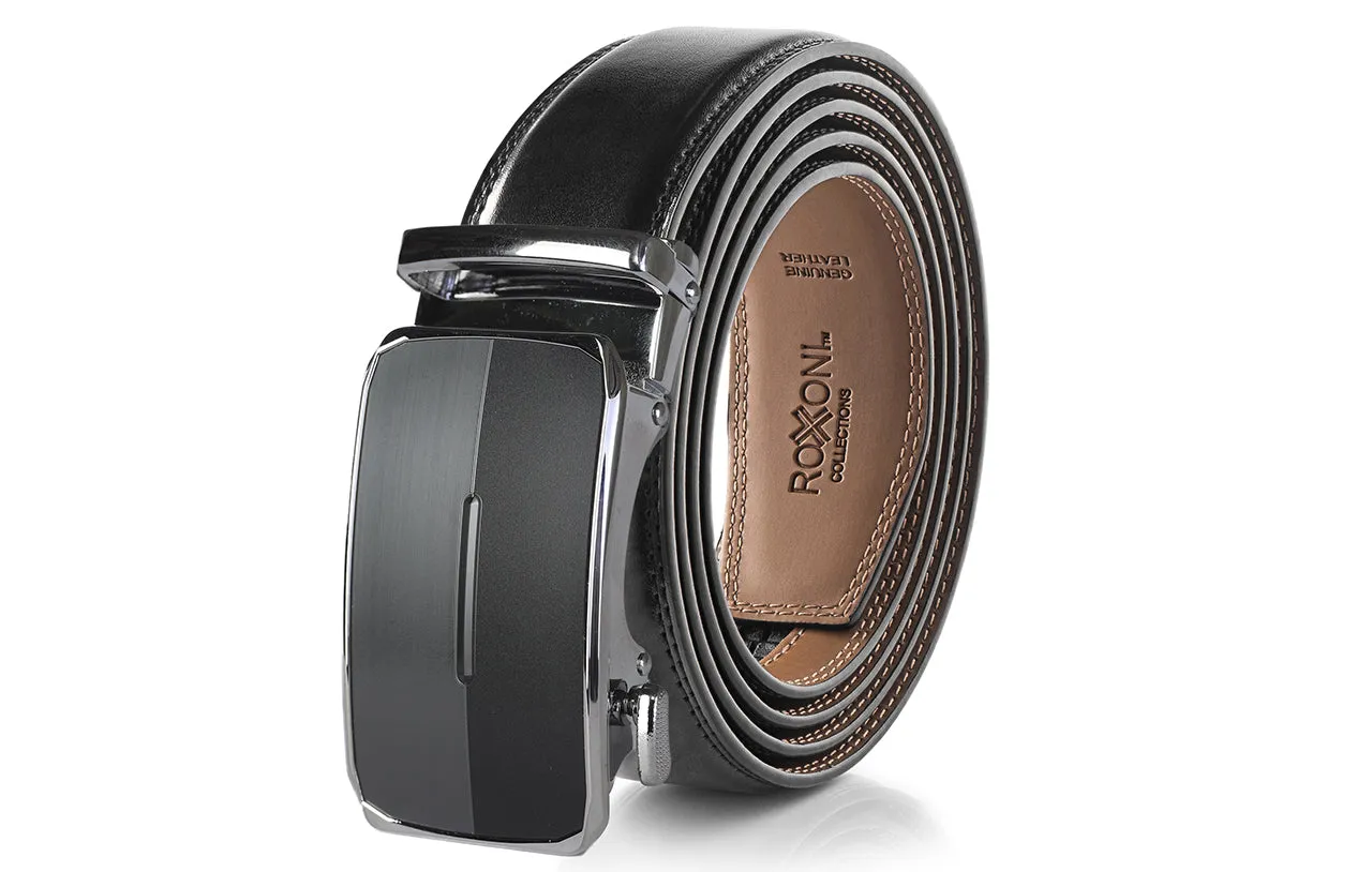 Men's Roxoni Ultra Soft Geniune Leather Ratchet Dress Belt With Elegant Design Pattern