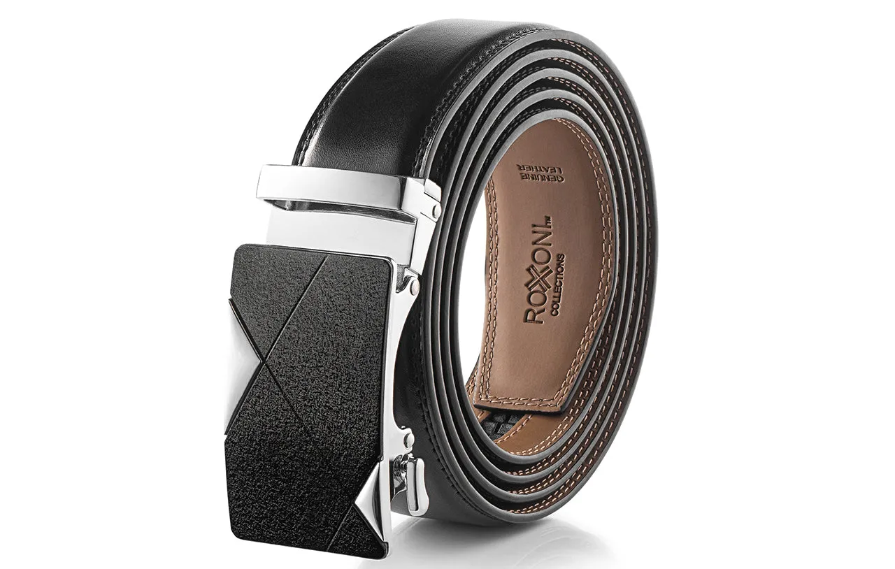 Men's Roxoni Ultra Soft Geniune Leather Ratchet Dress Belt With Elegant Design Pattern