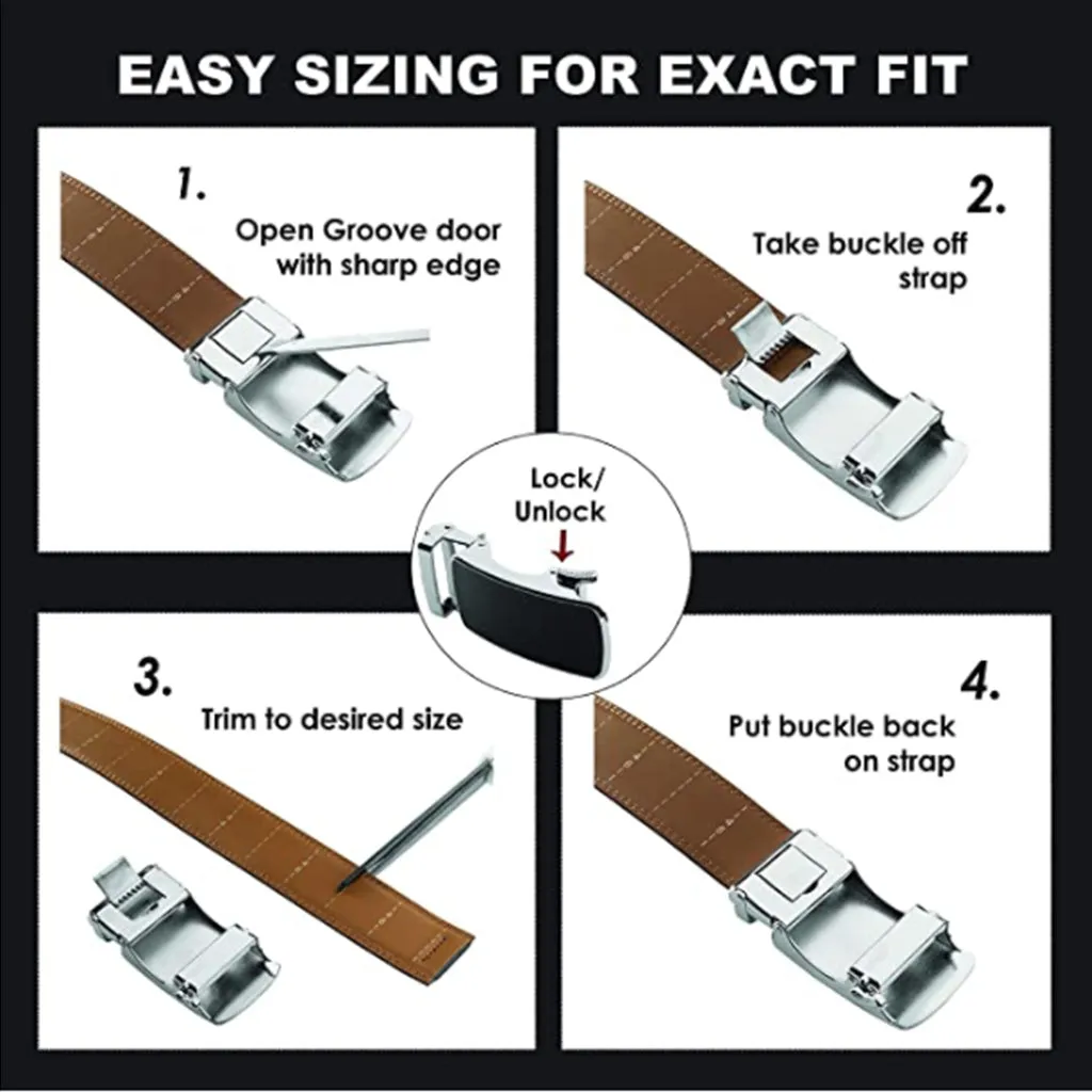 Men's Roxoni Ultra Soft Geniune Leather Ratchet Dress Belt With Elegant Design Pattern