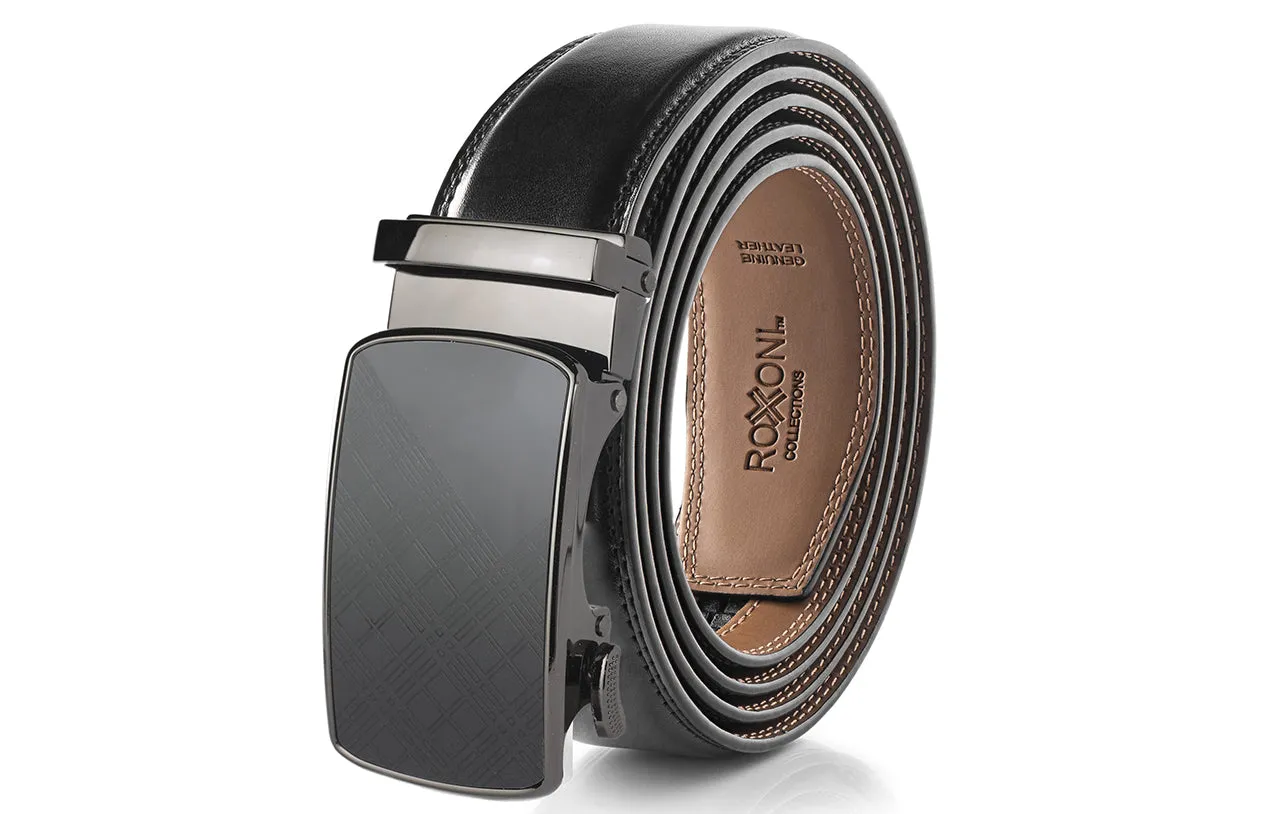 Men's Roxoni Ultra Soft Geniune Leather Ratchet Dress Belt With Elegant Design Pattern
