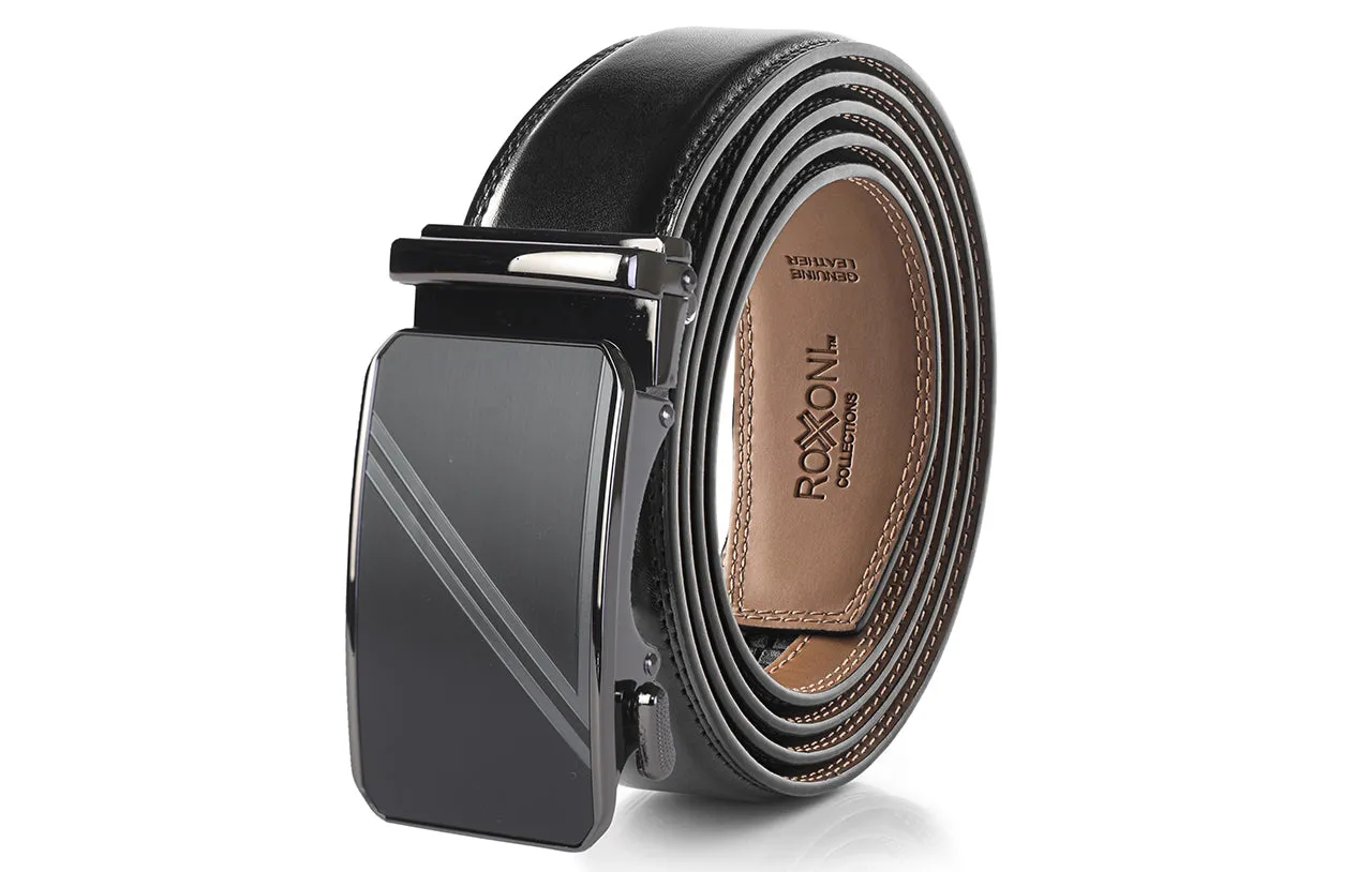 Men's Roxoni Ultra Soft Geniune Leather Ratchet Dress Belt With Elegant Design Pattern