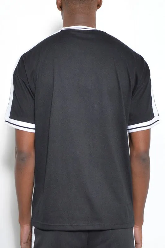 Men's Striped Tape Short Sleeve Shirt