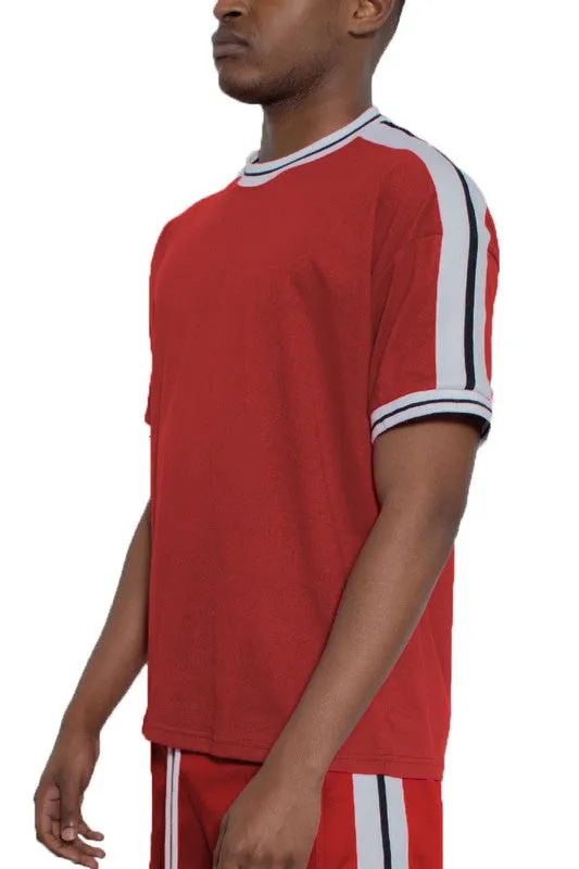 Men's Striped Tape Short Sleeve Shirt