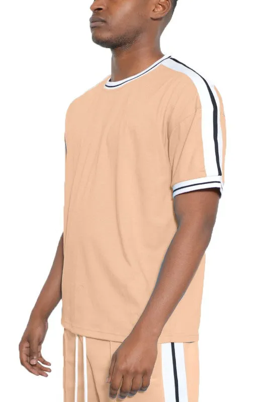 Men's Striped Tape Short Sleeve Shirt