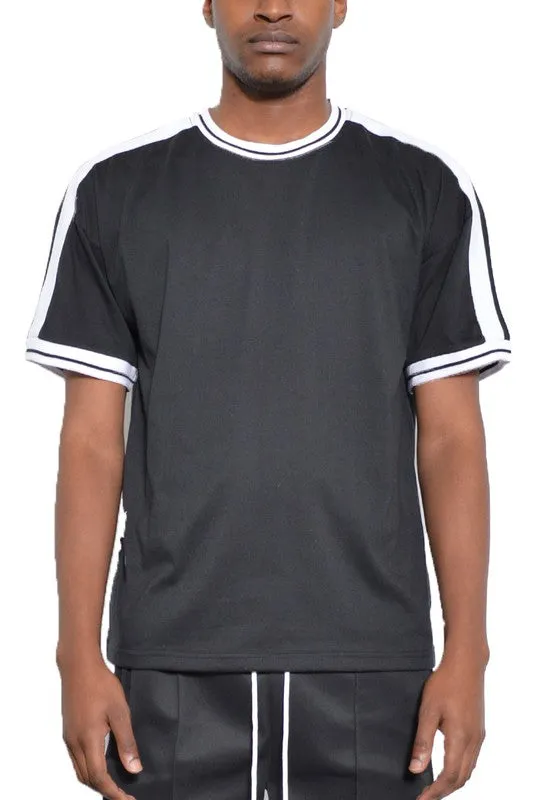 Men's Striped Tape Short Sleeve Shirt