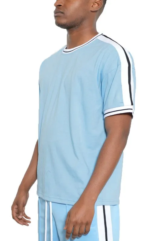 Men's Striped Tape Short Sleeve Shirt