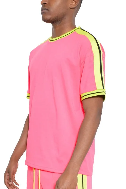 Men's Striped Tape Short Sleeve Shirt
