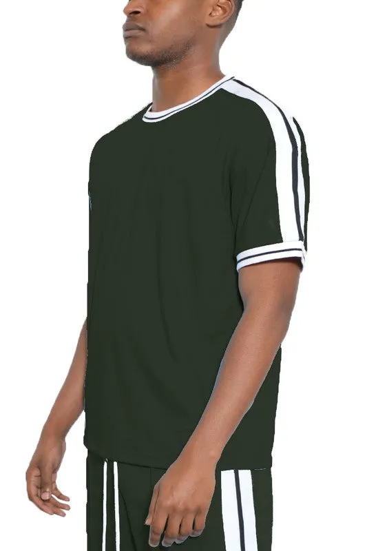 Men's Striped Tape Short Sleeve Shirt