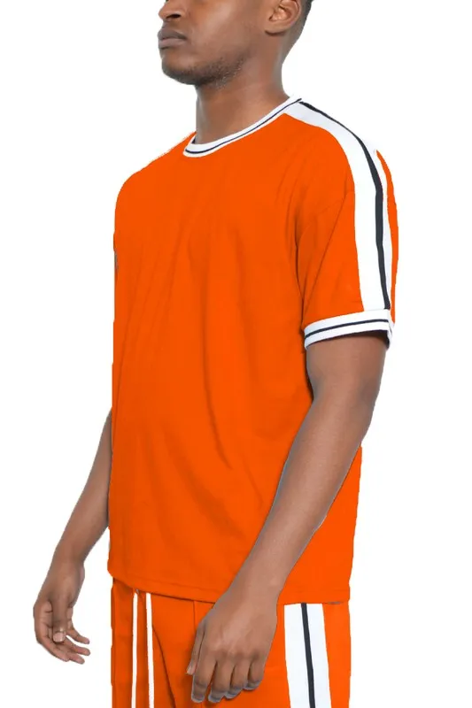 Men's Striped Tape Short Sleeve Shirt