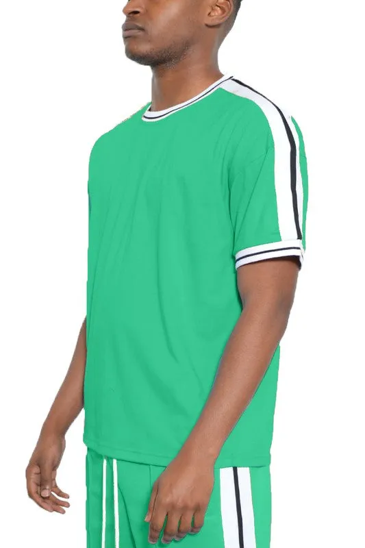 Men's Striped Tape Short Sleeve Shirt
