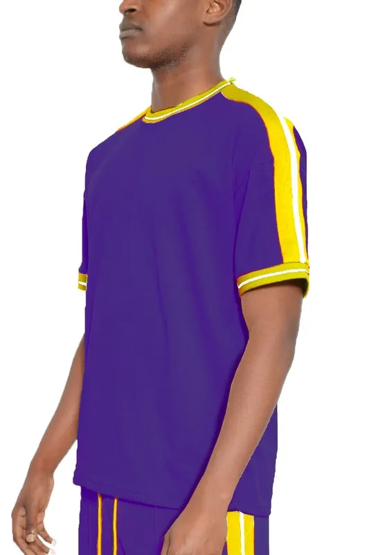 Men's Striped Tape Short Sleeve Shirt