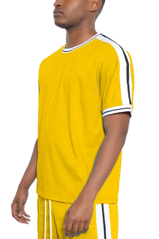 Men's Striped Tape Short Sleeve Shirt