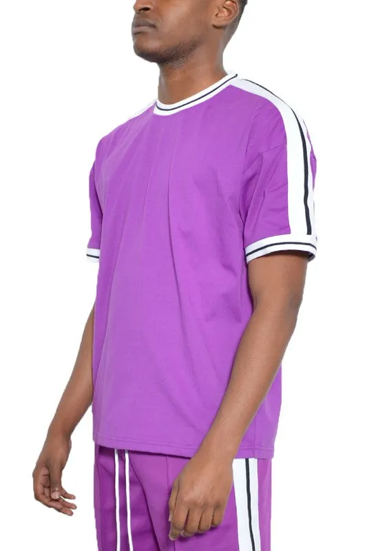 Men's Striped Tape Short Sleeve Shirt