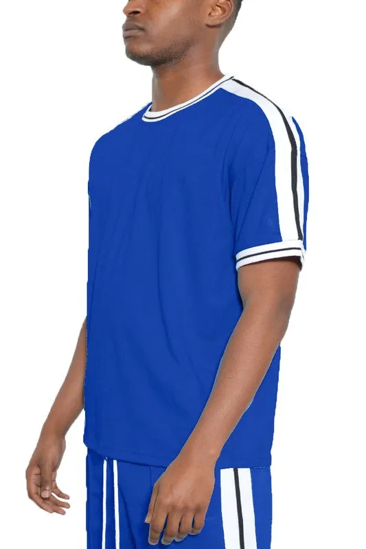 Men's Striped Tape Short Sleeve Shirt