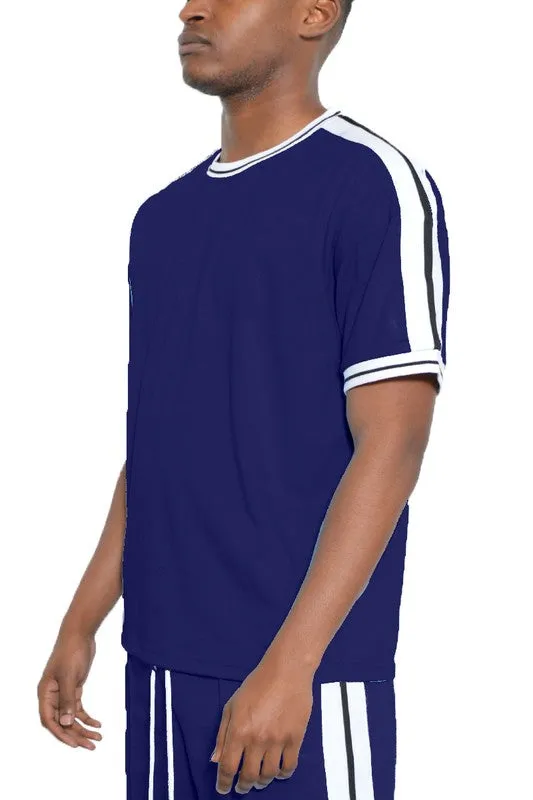 Men's Striped Tape Short Sleeve Shirt