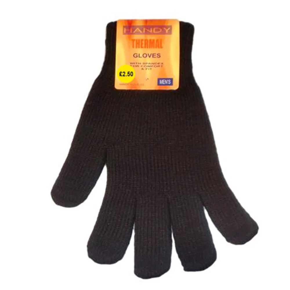 Mens Thermal Stretch Gloves with Spandex (One Size) - Black