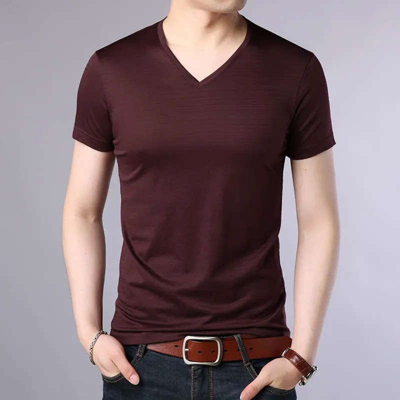 Men's V-Neck Solid Color T-Shirt