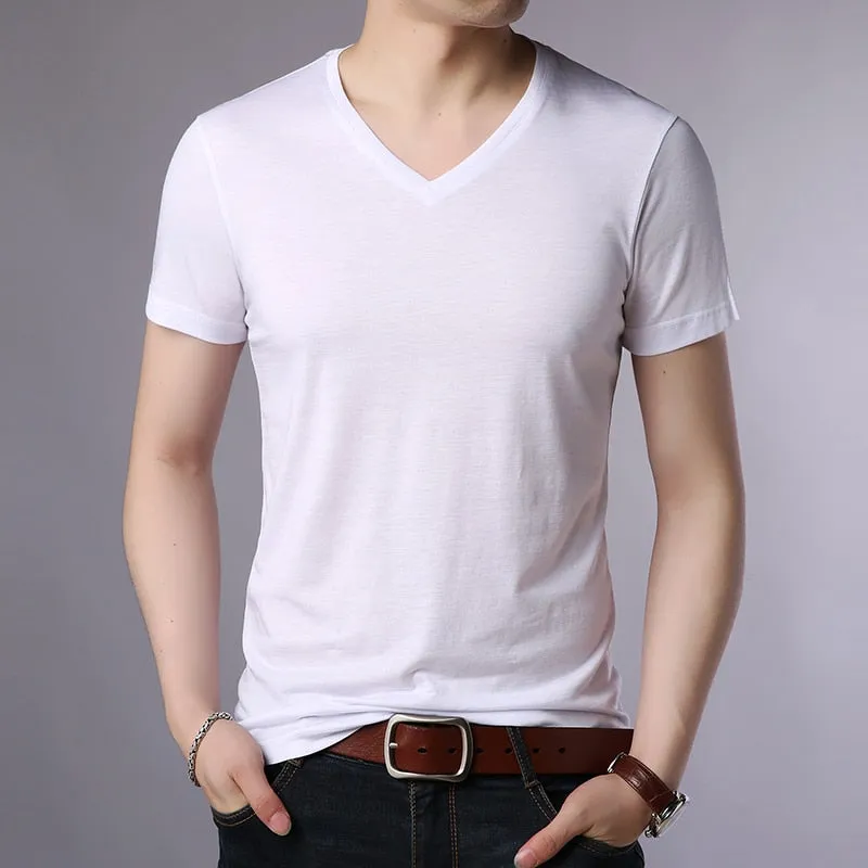 Men's V-Neck Solid Color T-Shirt