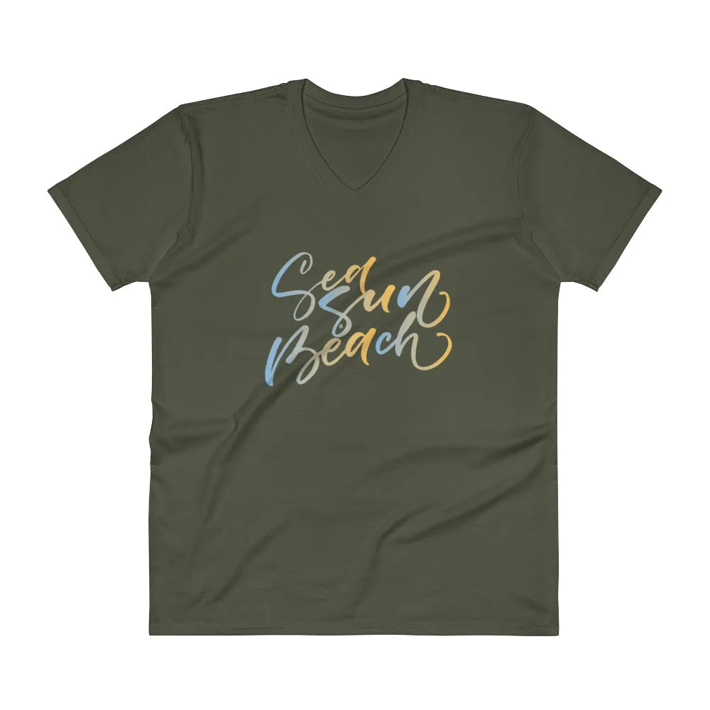 Men's V- Neck T Shirt - Surf Turf