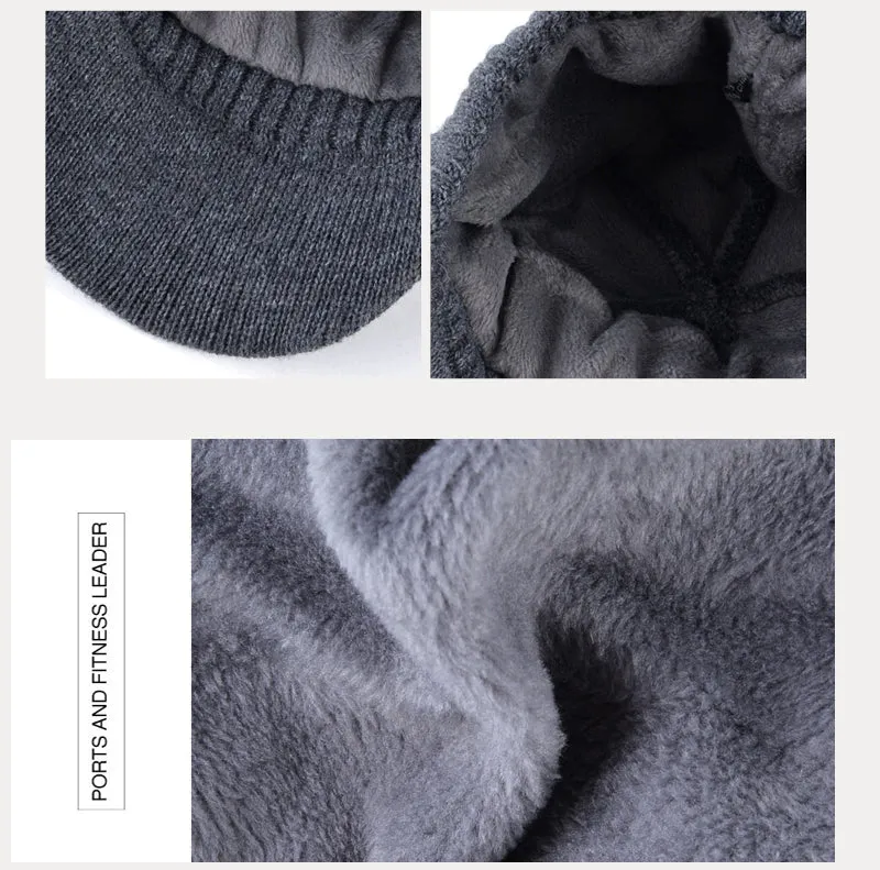 Men's Winter Knitted Baseball Caps - Black,Gray,Blue