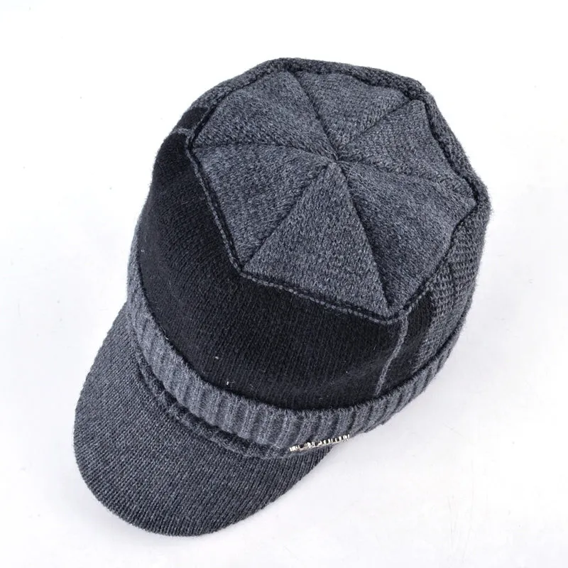 Men's Winter Knitted Baseball Caps - Black,Gray,Blue