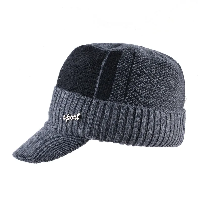 Men's Winter Knitted Baseball Caps - Black,Gray,Blue