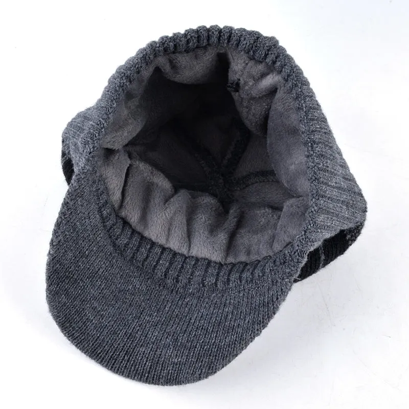 Men's Winter Knitted Baseball Caps - Black,Gray,Blue