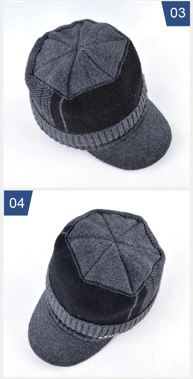 Men's Winter Knitted Baseball Caps - Black,Gray,Blue