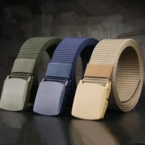 Men's Women Plain Color Nylon canvas outdoor training Belt