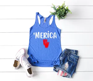 Merica Tank | 4th Of July Tank | 4th Of July Shirt | Women's Fitting Racer Tank Shirt