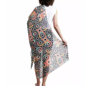 Merino/Silk Scarf - Circles Red